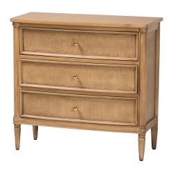 bali & pari Karmel Chest - 3-Drawer Storage Chest with Curved Front and Tapered Legs for Bedroom